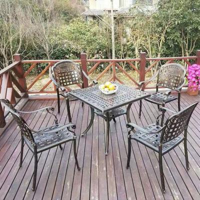 China Outdoor Garden Balcony Bistros UV Protection Cast Aluminum Dining Table and Chair Furniture Set for sale