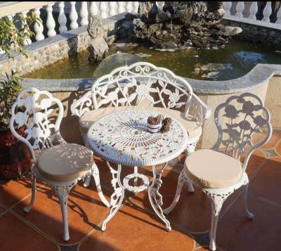 China Comfortable outdoor garden three chairs cast aluminum and metal color metal table feature white high end furniture for sale