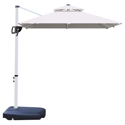 China Contemporary Outdoor Beach Circle 2.5m/3m LED Sunshade Item Lamp Square Solar Light Umbrella for sale