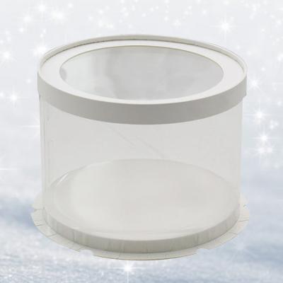 China Luxury Customized Recyclable Clear Round Cake Box PET Wedding Birthday Party Gift Box For Cake Packaging for sale