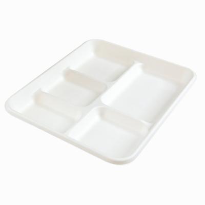 China Plant Fiber 100% Compostable Biodegradable Natural Paper Plate with 5 Compartments for sale