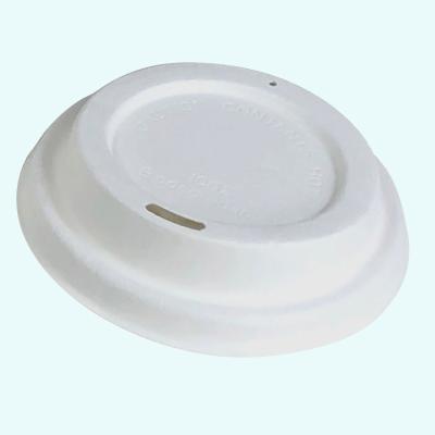 China 90mm Biodegradable Bagasse Pulped Compostable Paper Cup Lid Food Packaging For Hot Drink for sale