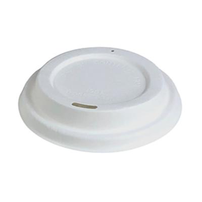 China Eco-friendly Bagasse Paper Cup Lid 80mm Biodegradable Cover Biodegradable Paper Cup Lid For Hot Drink for sale