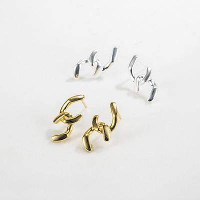 China Newcomer Punk True 925 C Gold Plated Unisex Gold Plated Crossover Shape Crossover Custom Earrings for sale