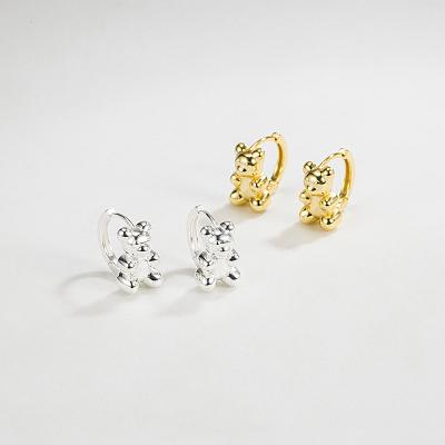 China Cute Lovely Style 925 Silver Korean Cute Jewelry High Quality Designer Cute Teddy Bear Stud Earrings For Girls for sale