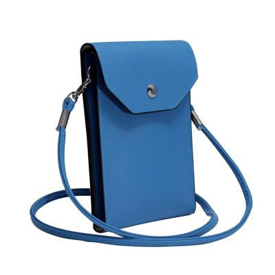 China Lady PU Leather Coin Cell Fashionable Business Card Women Mobile Phone Case Pouch With Mini Shoulder Bags for sale