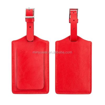 China Popular Unisex Style Leather Luggage Tag Travel Accessories Travel Accessories Red Color for sale