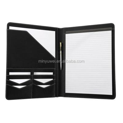 China A4 Size Matte Black Office Conference PU Folder with Manager Document Pads Briefcase Padfolio Notebook Office Supplies Organizer for sale