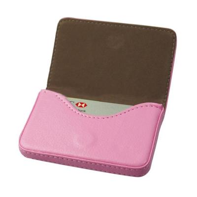 China Fashion Color PU Name Card Case Pink Leather Name Card Holder For Business Company Name Square Card Holder for sale