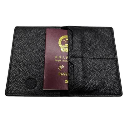 China Fashion factory custom lychee texture passport holder genuine leather soft leather wallet for sale