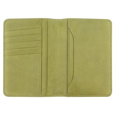 China Fashion Casual RFID Blocking Enough Pockets Man Passport Holder Fashion Light Green Genuine Cowhide Leather Passport Wallet for sale