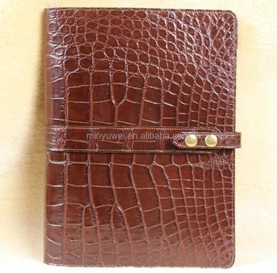 China Pen Fashion Brown Crocodile Leather Business Meeting Cards And Folders With Front Diagonal Pocket for sale