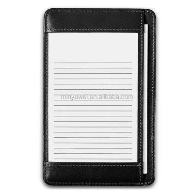 China Hardcover Book Black Pocket Note Case Real Leather Office Refillable Note Holders To Do List Book Case With Pocket for sale