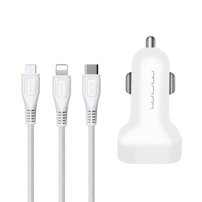 China Tiny Size Mobile Phone/USB Car Charger Kit Tablet/Power Bank/MP3/MP4 Dual USB Cable 2.0A With Different Type Cable For More Phone Devices for sale