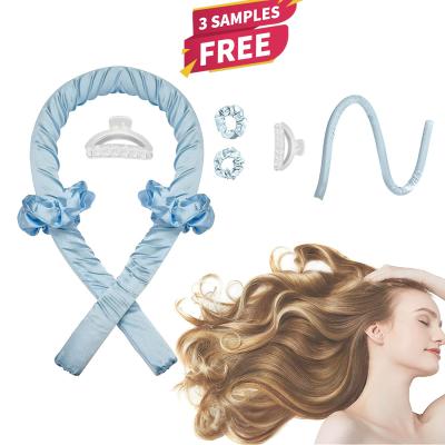 China Factory Wholesale Advanced Sleep Headband Luster Rod Ribbon Curling Heatless Silk Hair Curlers For Woman Long Hair for sale