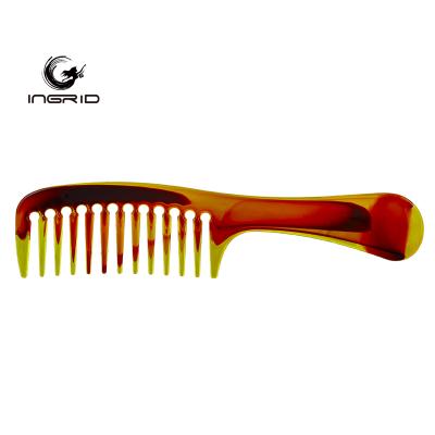 China High Quality Anti-static Amber Comb Wide Tooth Comb Hairdressing Salon Styling Hair Comb for sale