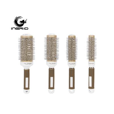 China Factory direct sales tube comb waterproof aluminum ceramic ionic round curly hair sweep hair roller comb for sale