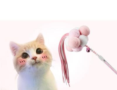 China Viable Having Fun Exercising Cat Toys Cat Stick Interactive with Fairy Balls Cat Teaser Wand Tassel for sale