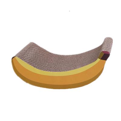 China Sustainable Made By Eco-Friendly 100% Recycled Scratcher Cardboard Banana Cat Scratching Boards for sale