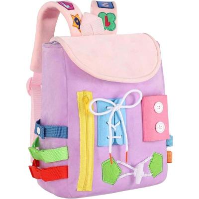 China Earlier Education Autism montessori Educational Toys Kids Felt Busy Board Backpack for Toddlers for sale