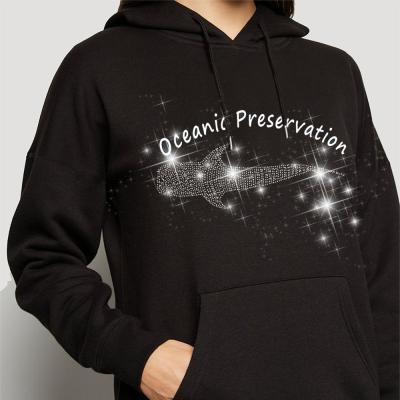 China 2022 Plus Size Women Custom Logo Rhinestones Hoodies High Quality Anti-Wrinkle Custom Rhinestone Hoodie for sale