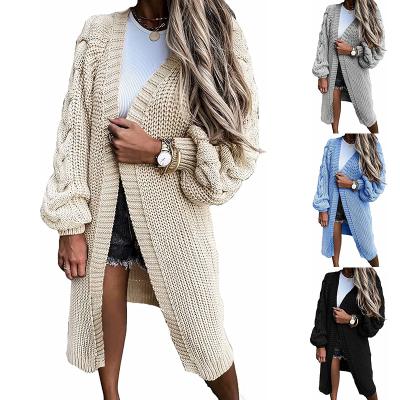 China Amazon Women's Hot Sale Anti-Wrinkle Women's Open Front Long Sleeve Chunky Solid Knit Cardigan Sweaters Outwear Loose Coat for sale