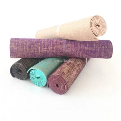 China Extra Thick Foldable Pilates Linen Pilates Yoga Mat Durable Hemp Yoga Travel Mat Non Printing Custom Eco-friendly Slip Canvas Rubber for sale