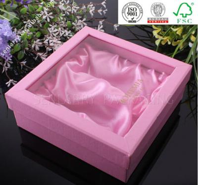 China Promotional decorative gift packaging box wholesale with silk and clear window for sale