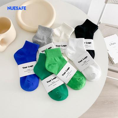 China Summer Knitted Regular Calcetines Unisex Logo Cotton Sport Athletic Socks Custom Embroidery for sale