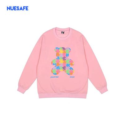 China 3D Stripper Anti Shrink Printing Colorful Terry Cotton Ter Bear Design Long Sleeve 100 Cotton Over Size Tops Sweatshirts for sale