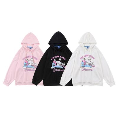 China Anti-Wrinkle Lovely Unicorn 3D Pink Cartoon Hoodie Long Sleeve Cotton Foam Hooded Design Loose Letter Couple Pullovers for sale