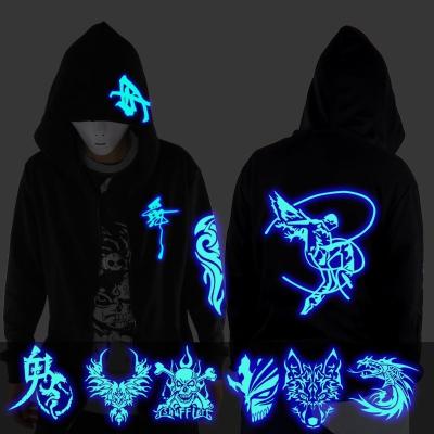 China Fluorescence Anti-Shrink Ghost Terry Zip Up Loose French Men And Women Printing Custom Coat Pattern Cartoon Hoodies for sale