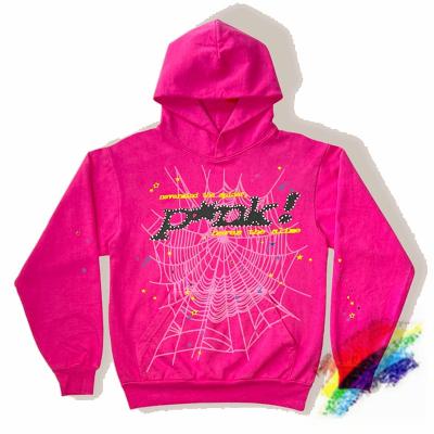 China High Street Anti-Shrink Sports Foam Printing Custom Cobweb Pullover Loose Fleece Sweatshirts And Hoodies for sale