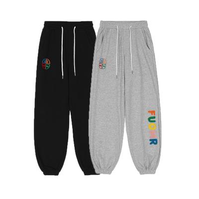 China Black QUICK DRY Custom Made Men Women Chenille Embroidery Gray Logo Gray Thick Cotton Fleece Joggers Sweatpants Trucker Pants for sale