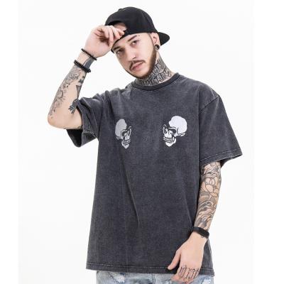 China T-shirts 100% print custom Pattern designer skull cotton men gym Rock logo vintage shoulder drop Anti-wrinkle for sale