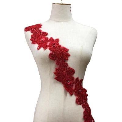 China Unique Handmade Water Drill Applique Applique Dress DIY Accessories Sequined Decorative Lace for sale