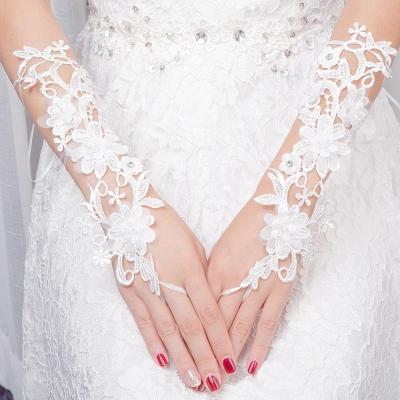 China ELBOW Lace Fingerless Bridal Fingerless Fingerless Gloves Long for sale