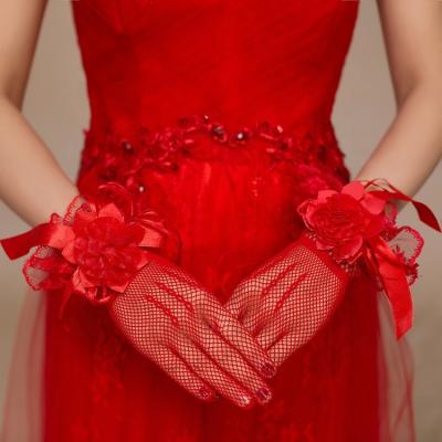 China GAP Tulle Short Elbow Wedding Gloves In-Stock Items Wedding Hand Gloves for sale