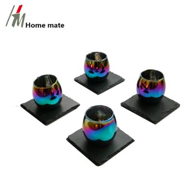 China USA Jiujiang Viable Hot Selling Amazon Ebay Black Slate Natural Engraved Square Coaster With Eva Feet for sale