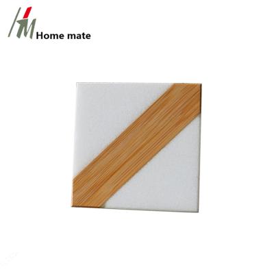 China Direct Selling Sustainable Square Natural Marble Wood And Bamboo Coasters For Home And Kitchen for sale