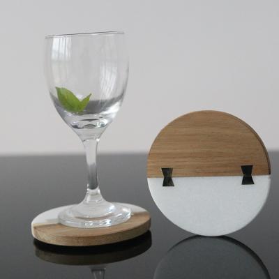 China China Factory Direct Sale D10cm White Marble Gold Round Coaster Viable With Wood for sale