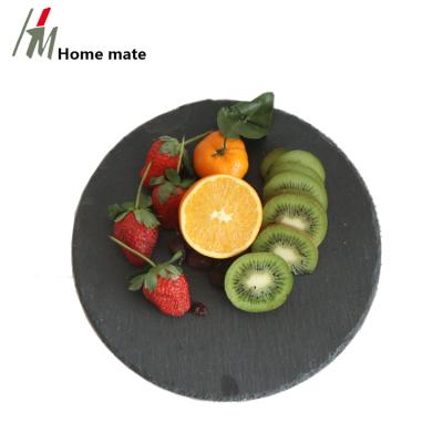 China Factory Direct Disposable Vintage Steak Round Slate Dishes Natural Black Dish for sale