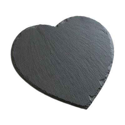 China Sustainable New Products Black Slate Steak Stone Platter Heart Shape Slate Plate Crafts Eco - Friendly for sale