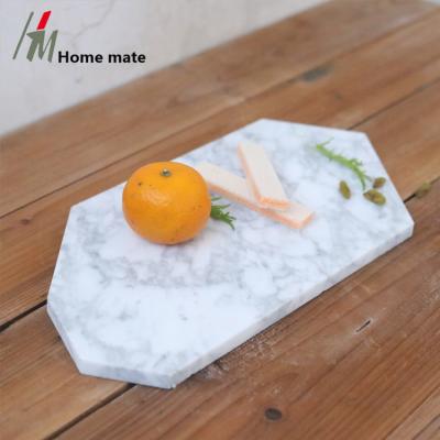 China Sustainable Wholesale Natural Sushi Cheese Restaurant Handcrafted White Marble Food Cheese Cutting Board for sale