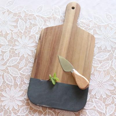 China 2020 Eco Friendly Personalized Rectangle Acacia Wooden Marble Choppers With Handle for sale