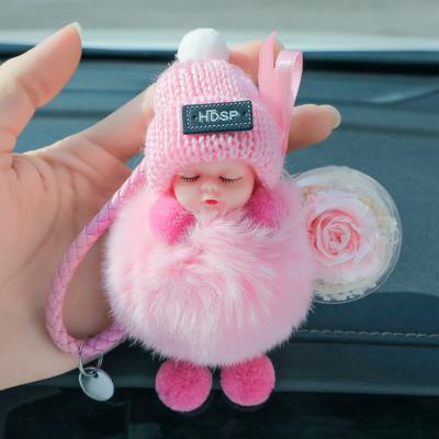 China Sleep Lovely Baby Car Best Gift Lightweight Cute Key Chain Key Chain With Cute Sleep Doll Bag Pendant Student for sale