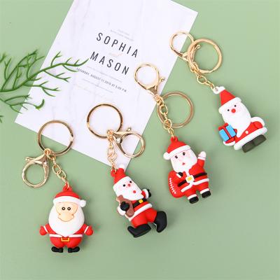 China 2021 Key Chain Christmas Gifts Key Chain 3d PVC Soft Rubber Type Keychains With Santa Claus Christmas Tree for sale