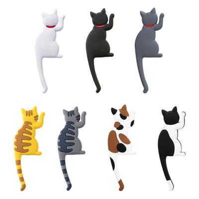 China Cute Cat Tail Hooks Sticky 3D Refrigerator Magnet Sticker Animal Fridge Magnetic Home Decor Cat Style Fridge Message Note Fridge Magnet for sale