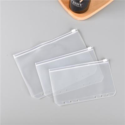 China Clear PVC A6 A5 Ziplock Frosted Zipper Pouch PVC Storage Bag Stationery Plastic Bag School Pencil Cases Budget Sealing Binding for sale