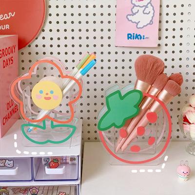 China Student fashionable multifunctional transparent desktop decoration container stationery container creative simple acrylic pen holder for sale